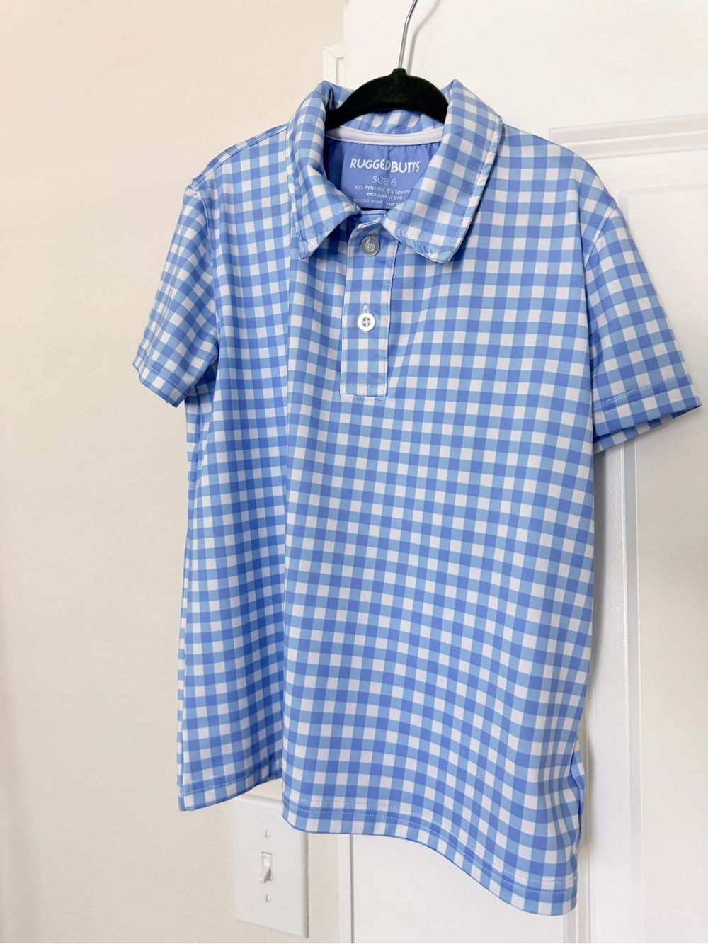 Ruggedbutts Boys' Light Blue Gingham Polo